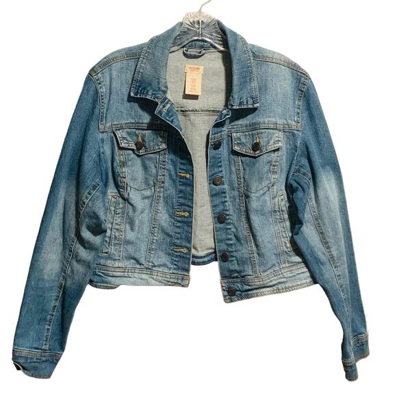 MOSSIMO Jean Jacket Cropped Sz XL Classic Boho Festival Cowgirl Western READ*** - Picture 1 of 6